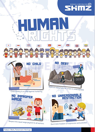 Human rights educational poster posted at overseas construction sites