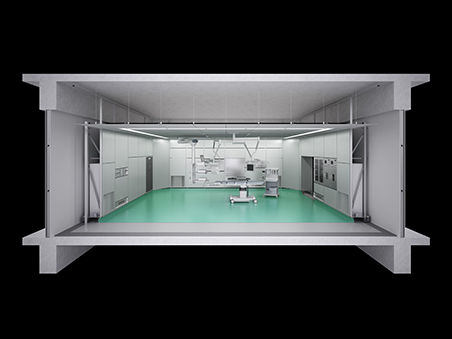 Image of an operating room with the Seismic Isolation Floor installed