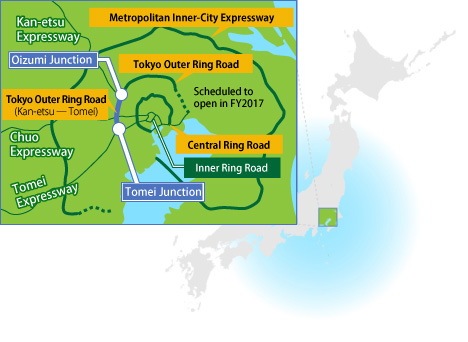 Three Ring Roads Circling the Greater Tokyo Area
