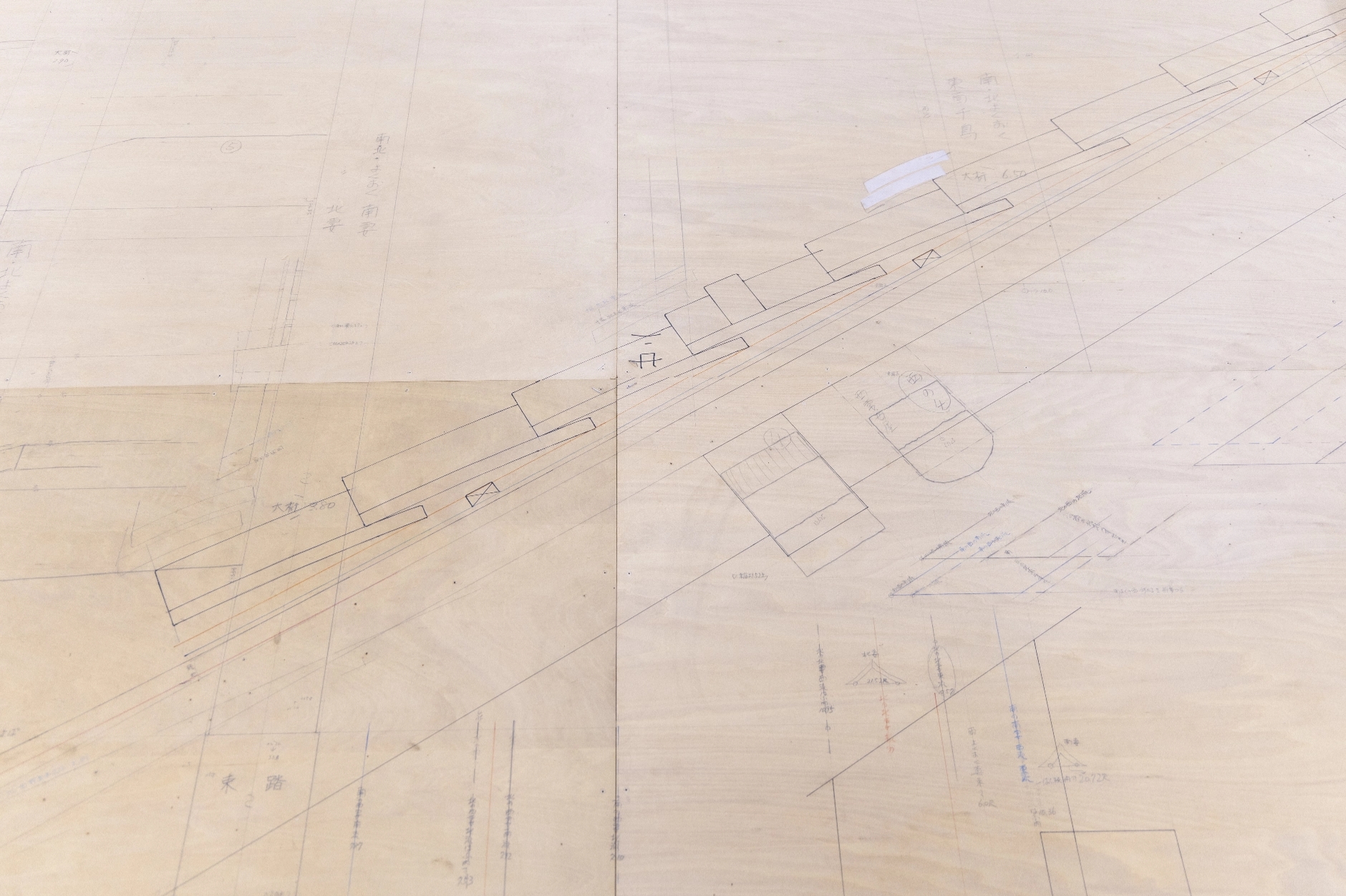 Full-size drawing on plywood