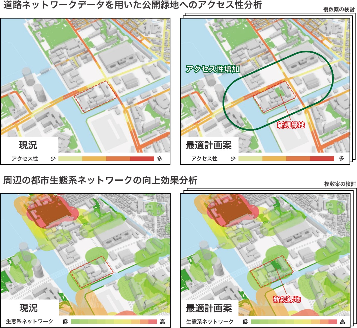 まちづくりにおける公開緑地計画の検討支援