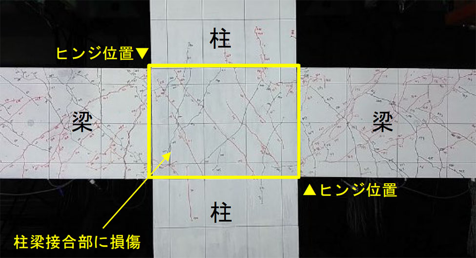 柱梁接合部が損傷している