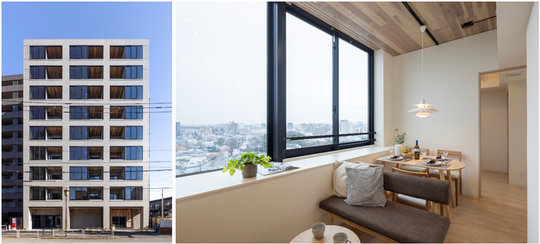 プライマル品川大井町の外観・住戸リビング・ダイニング写真