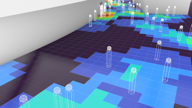 WC利用者の滞留人数と待機列の可視化のイラスト