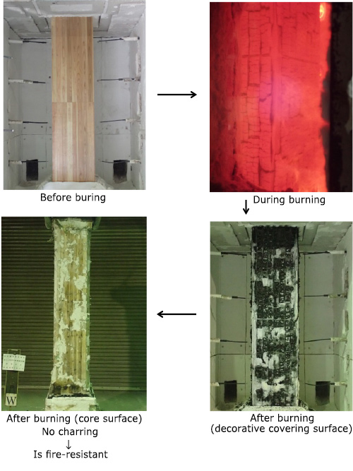 Photos from certification testing of two-hour fire resistant columns
