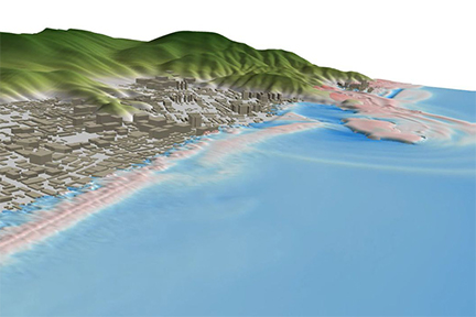 3-D tsunami simulation