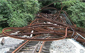 Rails destroyed by the debris flow