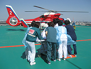 Heliport shared by both hospitals