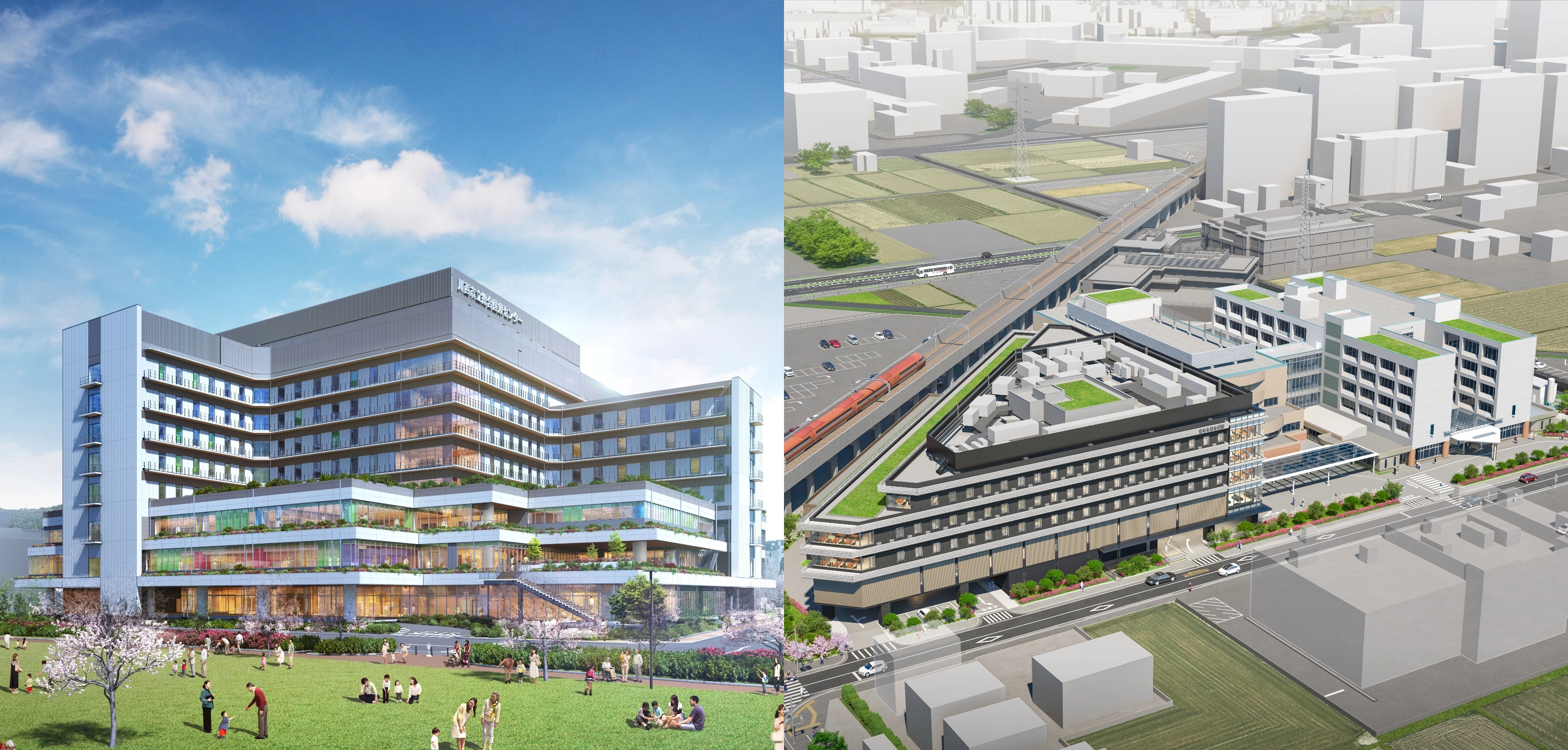 Perspective drawing of Kawanishi City Medical Center and Ebina General Hospital