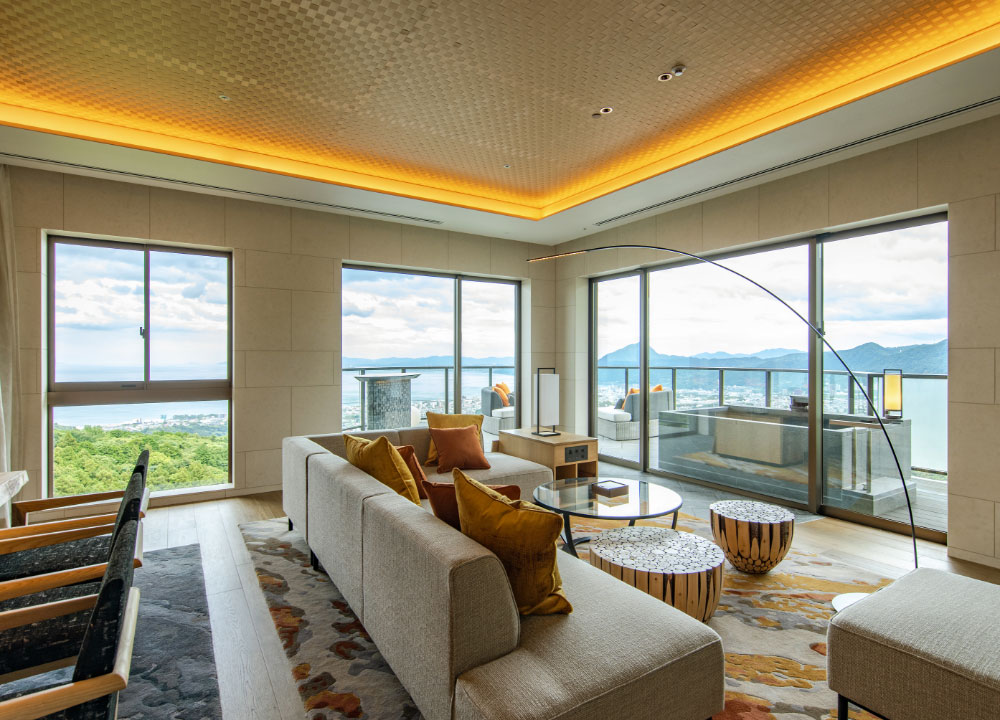 Corner suite with a view of Beppu Bay