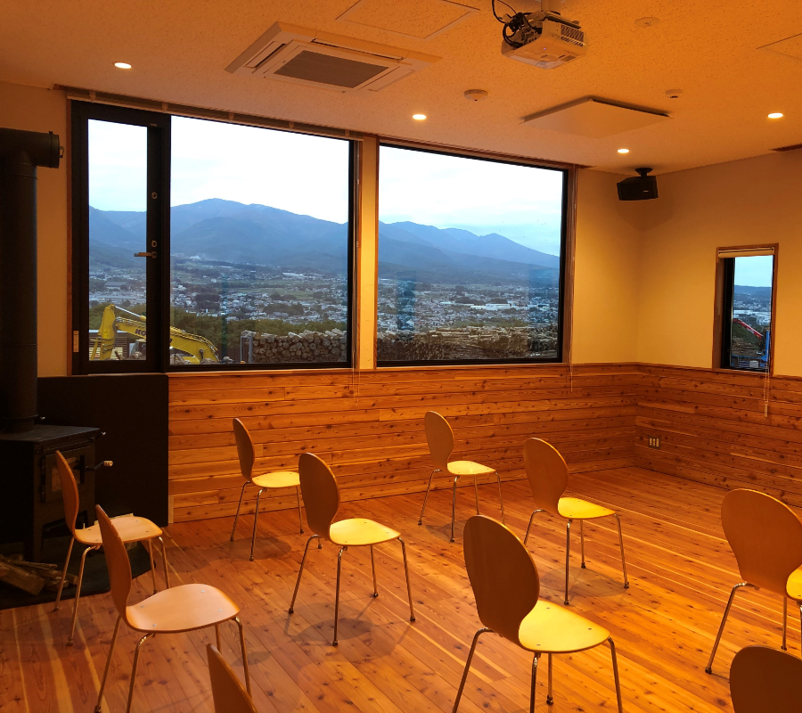 Presentation room on the second floor of the wooden administration office