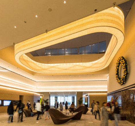 The entrance hall with Japanese washi paper art