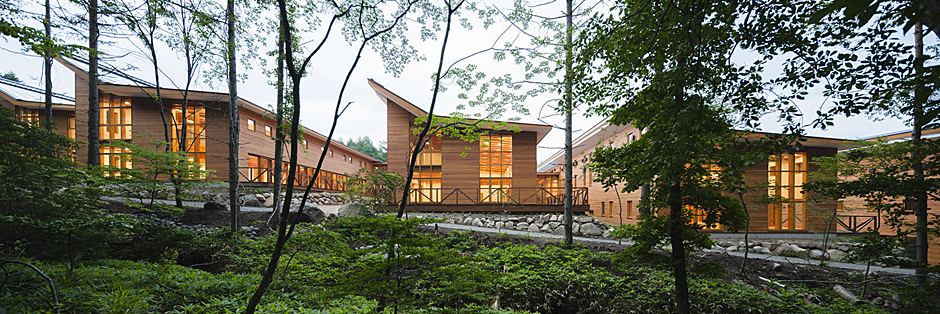 Seicho-no-Ie's Office in the Forest, built as a group of pavilion-style buildings