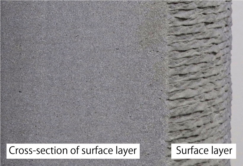 Cross-section of surface layer of a layered structure created using LACTM