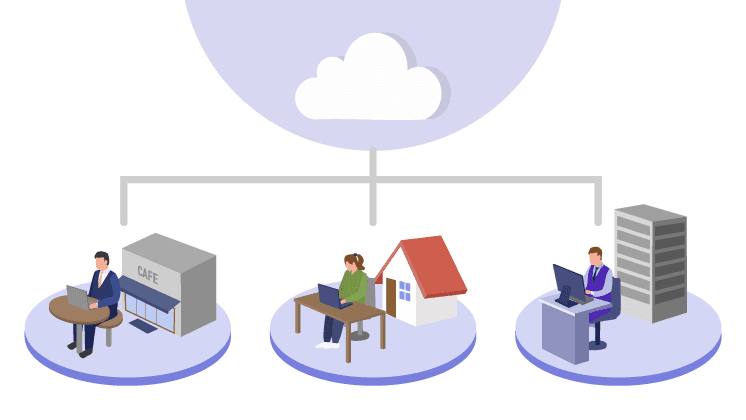 クラウドによる遠隔監視・制御のイラスト