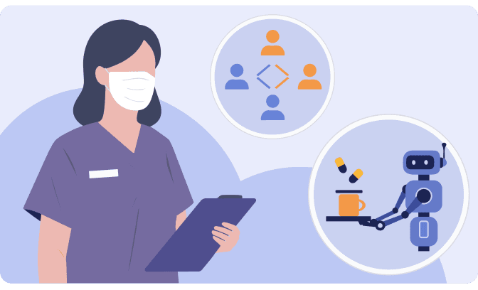 人員配置、自動配達のイラスト