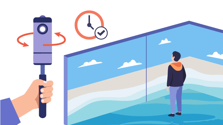 360°カメラ映像リアルタイム表示のイラスト