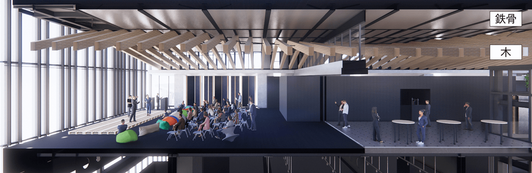 木質ハイブリッド屋根架構の構造