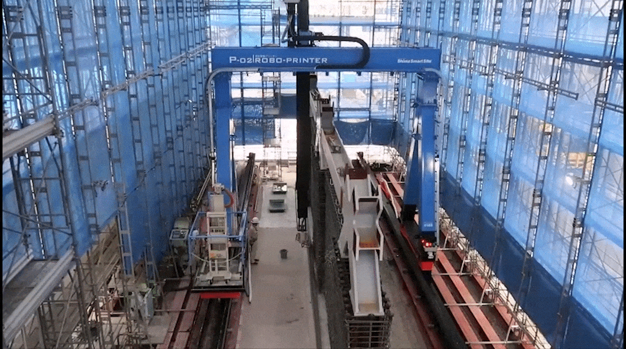 動画：施工場所で実大構造物を直接印刷できる建設3Dプリンタ「Shimz Robo-Printer」。巨大なものも現地でシームレスにプリントできる。