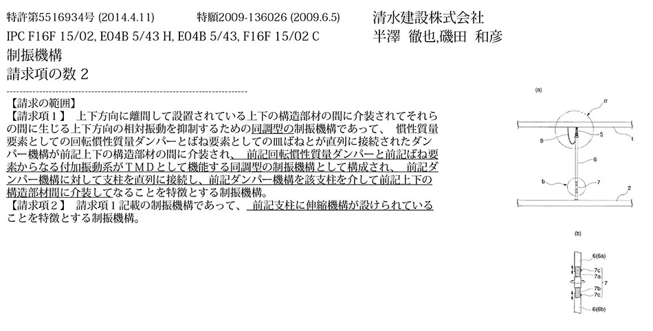 A-43.小型の回転慣性質量ダンパーとばねを組み合わせた簡単な機構で、建物の上下振動を効果的に低減できる同調型制振機構