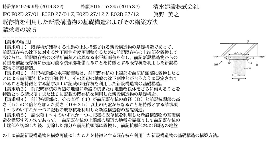 A-82.既存の杭を活用して新設の構造物の基礎を構築可能な基礎構造