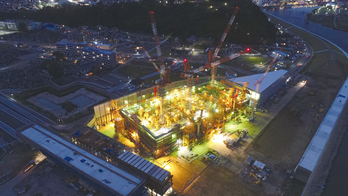 石巻中央排水ポンプ場工事の様子