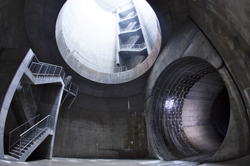 Box culvert in the effluent section, Gotanda River flood-control Channel